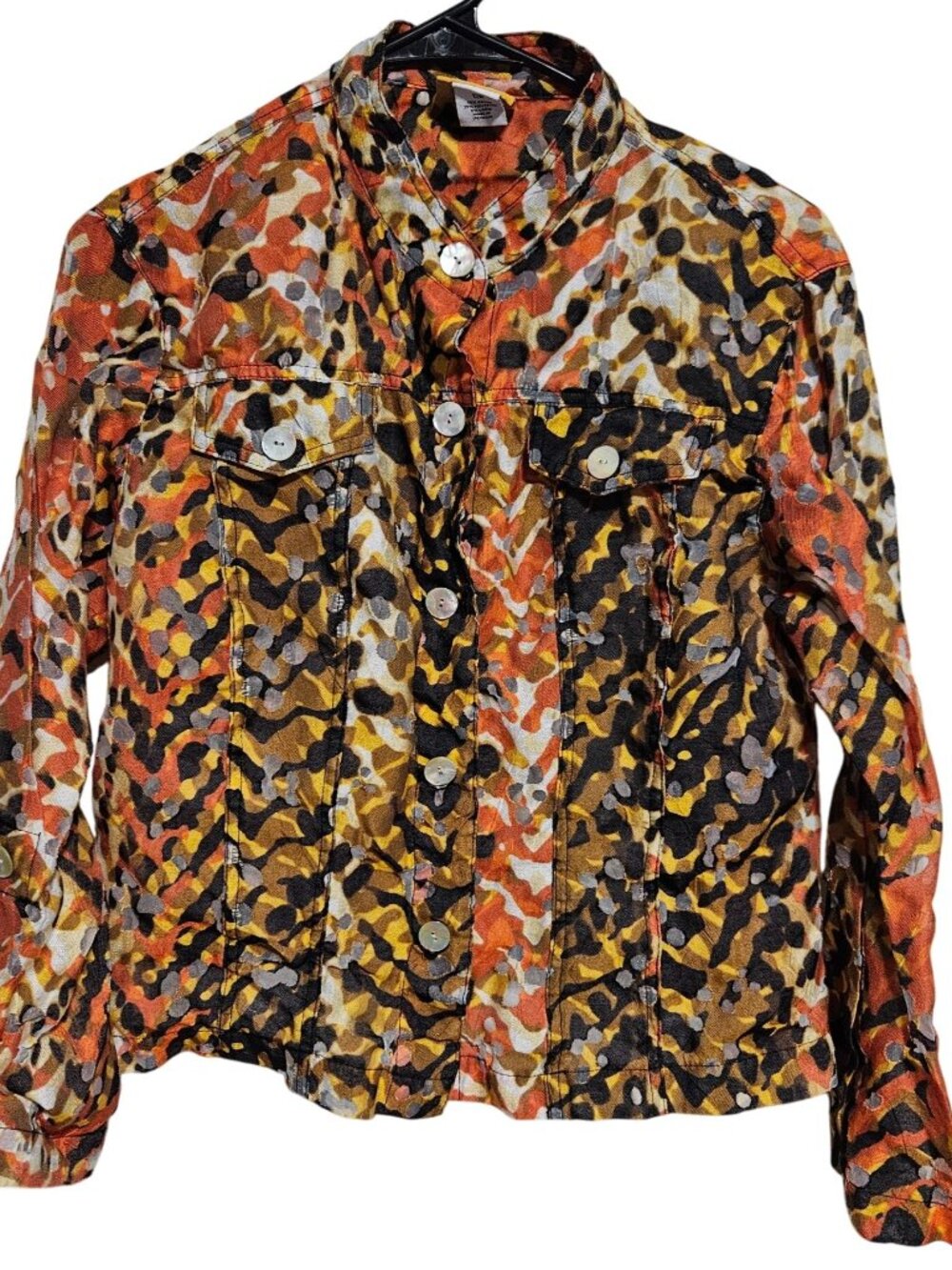 Ruby Rd Petite Button Up Shirt Womens Size 12P Vibrant Abstract Long Sleeve